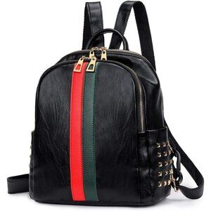 PU Leather Mini A Black Backpack Women Cute Fashion Shoulder Bag Small Purse